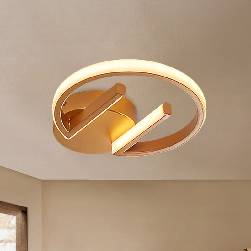 Gold Geometric LED Ceiling Light with Flush Mount and Warm/White Light