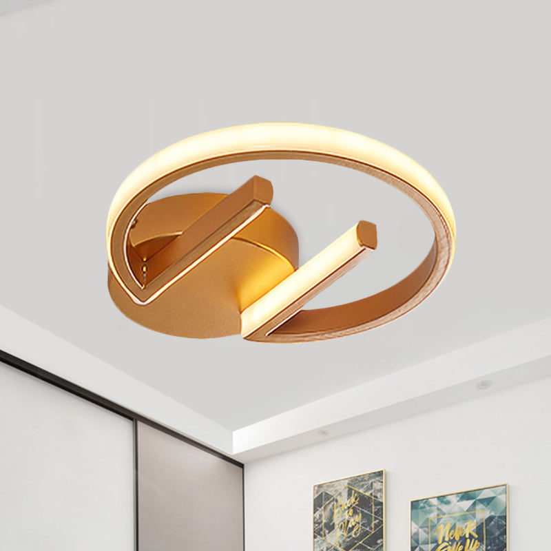 Gold Geometric LED Ceiling Light with Flush Mount and Warm/White Light