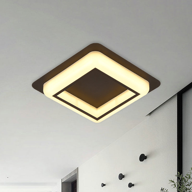 Contemporary Acrylic LED Flush Light for Bedroom - Square Ceiling Mount in White/Black/Grey