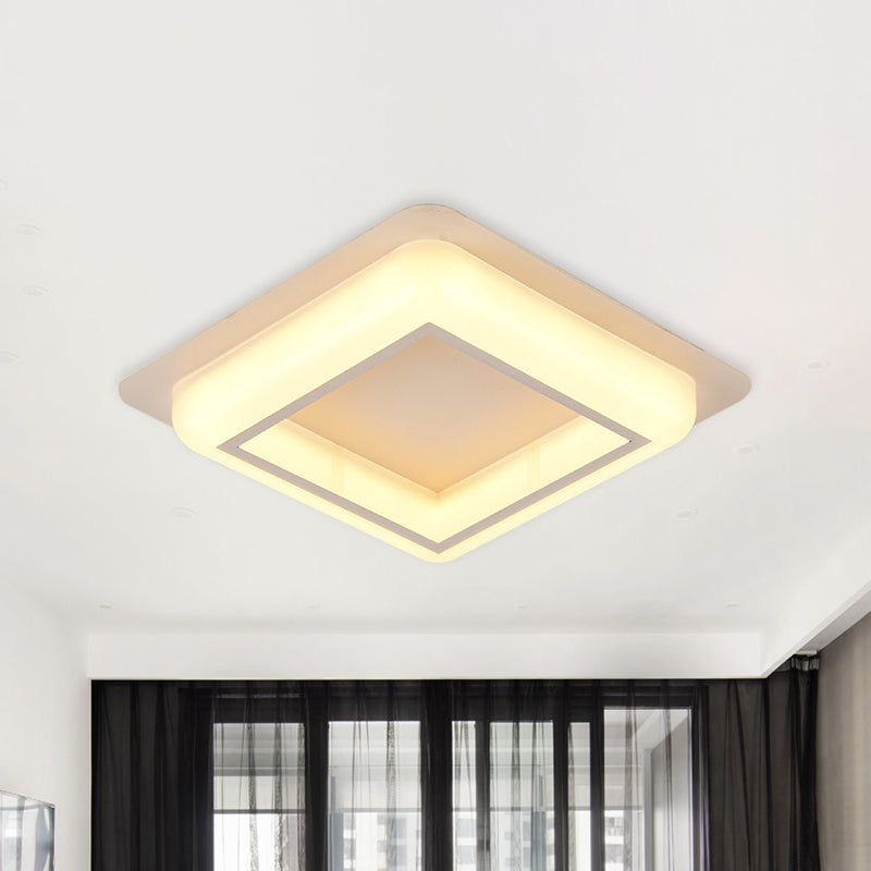 Contemporary Acrylic LED Flush Light for Bedroom - Square Ceiling Mount in White/Black/Grey