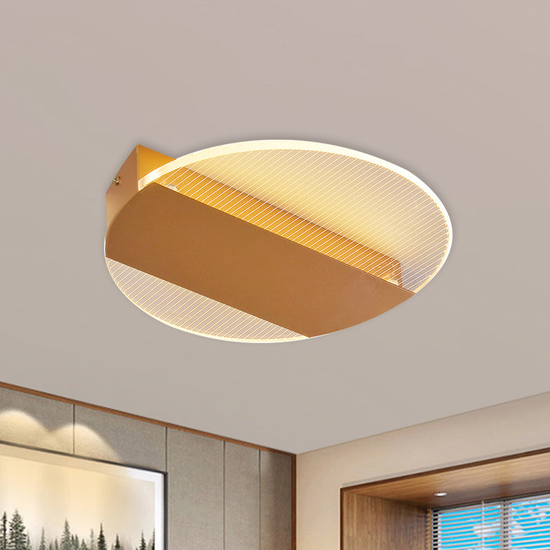 Minimal Geometric Flushmount LED Ceiling Light in Black/White/Gold - White/Warm Lighting