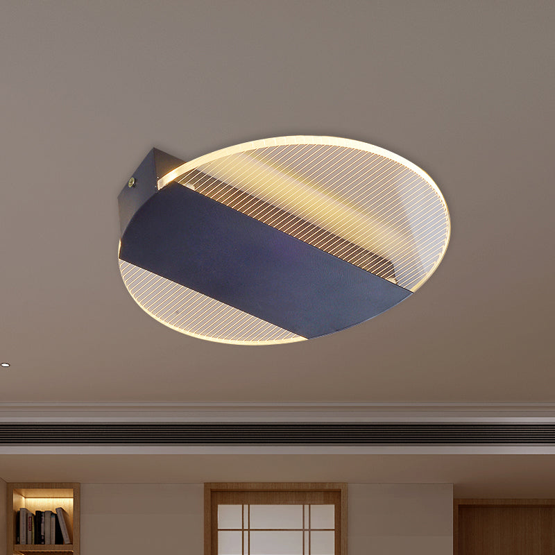 Minimal Geometric Flushmount LED Ceiling Light in Black/White/Gold - White/Warm Lighting