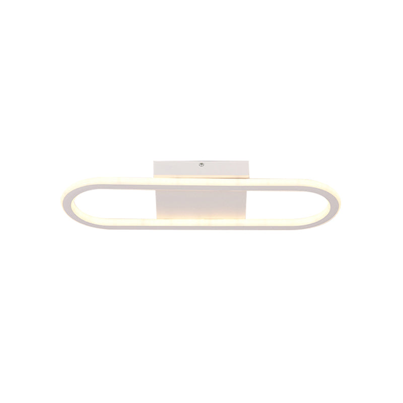 Ellipse LED Ceiling Light - 15"/19" Metal Flush Mount, Simple Black/White Design, White/Warm Glow
