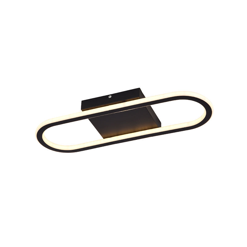 Ellipse LED Ceiling Light - 15"/19" Metal Flush Mount, Simple Black/White Design, White/Warm Glow