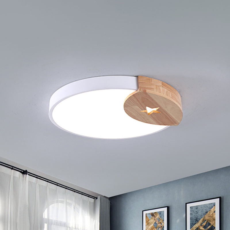 9"/12" Circle White LED Flush Light with Acrylic Ceiling Mount - Modern, White/Warm Light
