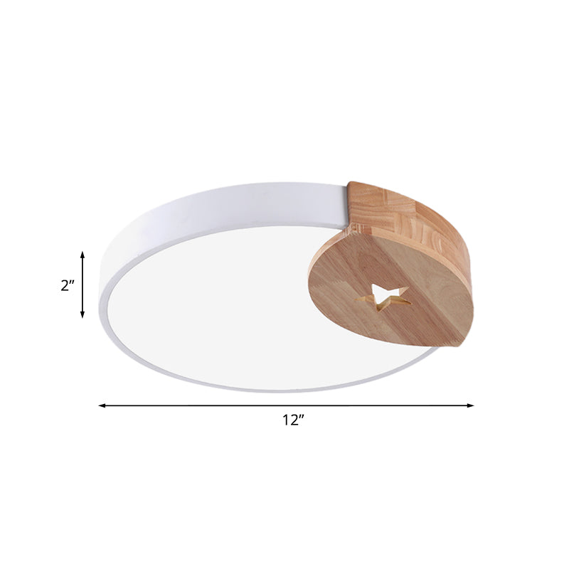 9"/12" Circle White LED Flush Light with Acrylic Ceiling Mount - Modern, White/Warm Light