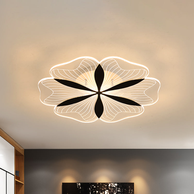 Minimalist Nordic LED Ceiling Flush Mount in Black, White/Warm Light - Flower-Inspired Design