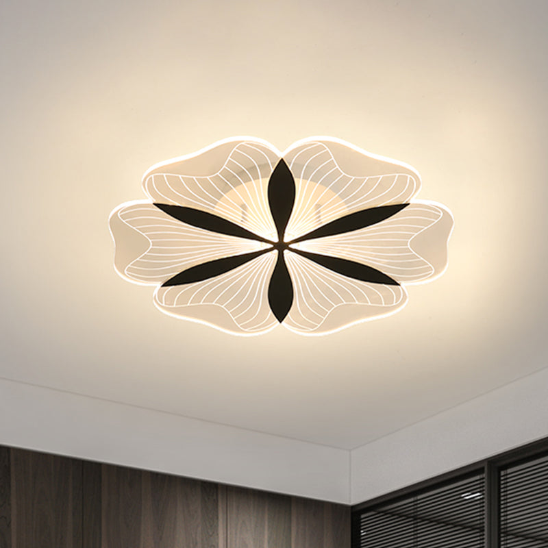 Minimalist Nordic LED Ceiling Flush Mount in Black, White/Warm Light - Flower-Inspired Design