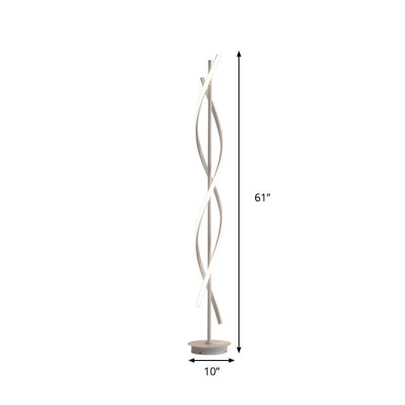 Simplistic Acrylic Spiral Led Floor Lamp - Ideal For Bedroom Reading