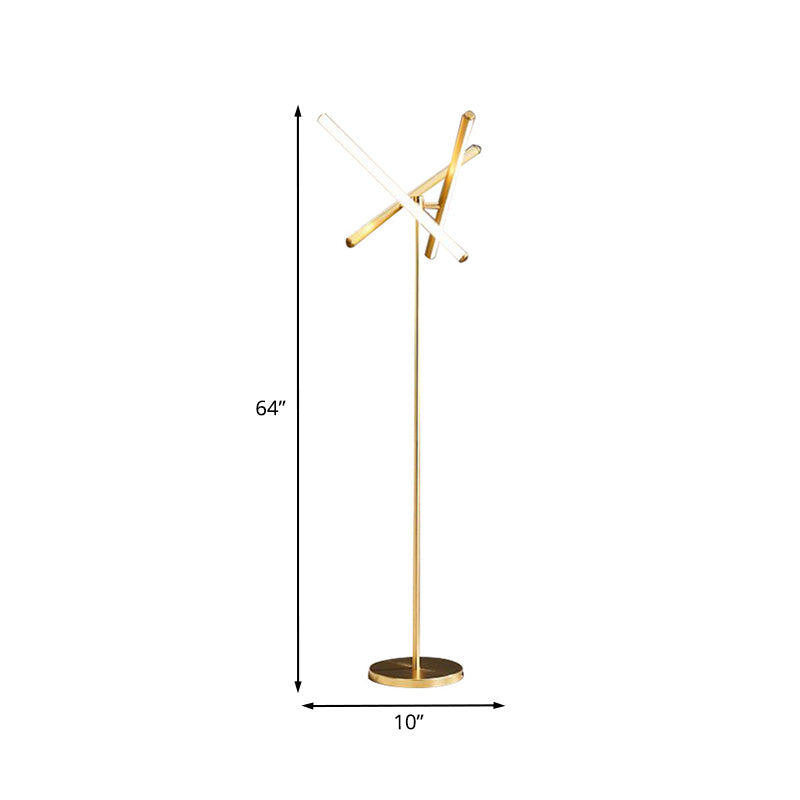 Sleek Gold Geometric Led Floor Lamp For Living Room
