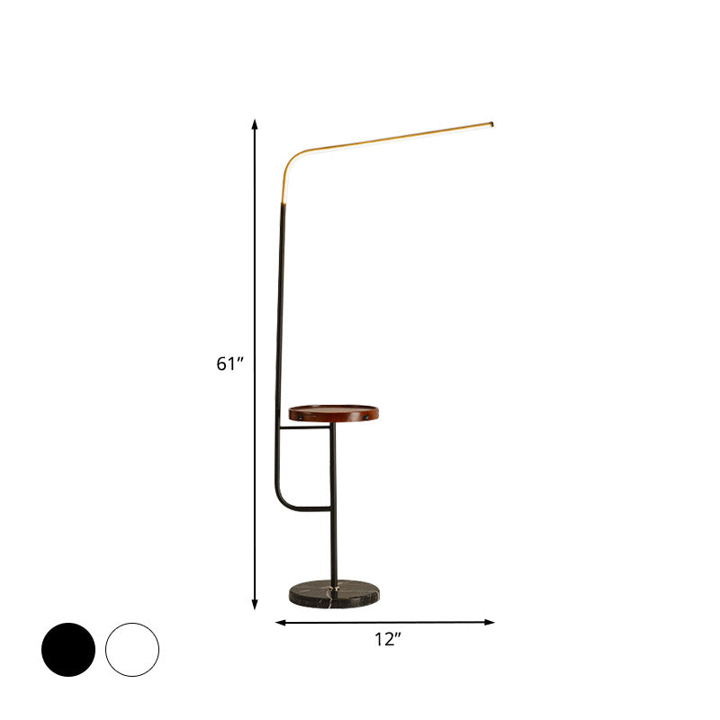 Nordic Acrylic Led Tubular Floor Light With Shelf - Bedroom Stand Up Lamp In Black/White