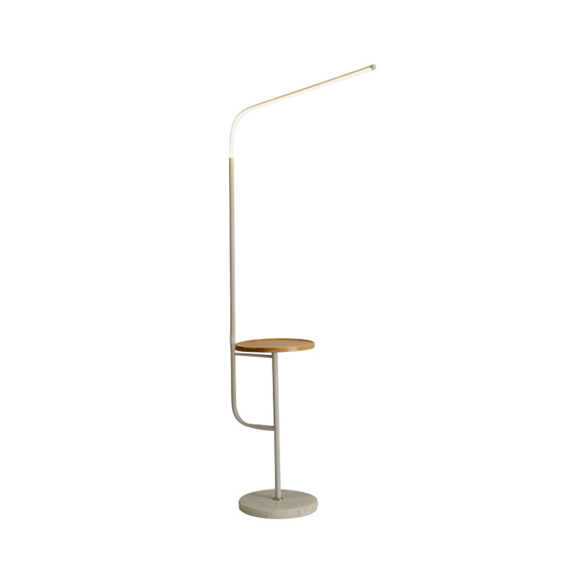 Nordic Acrylic Led Tubular Floor Light With Shelf - Bedroom Stand Up Lamp In Black/White