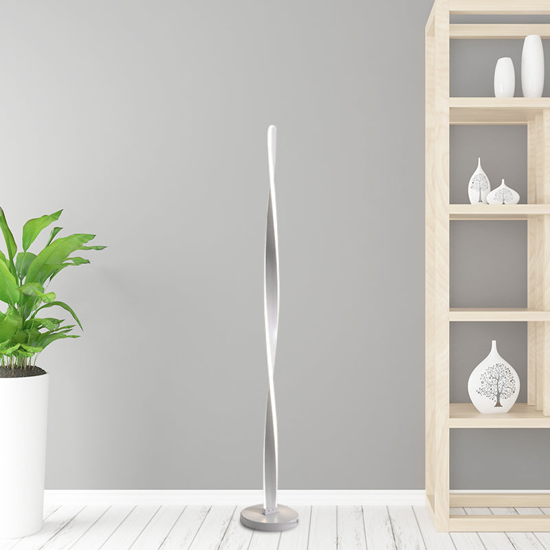 Modern Acrylic Twisted Stick Floor Lamp - Black/White Led Stand Up Light With Spiral Design In