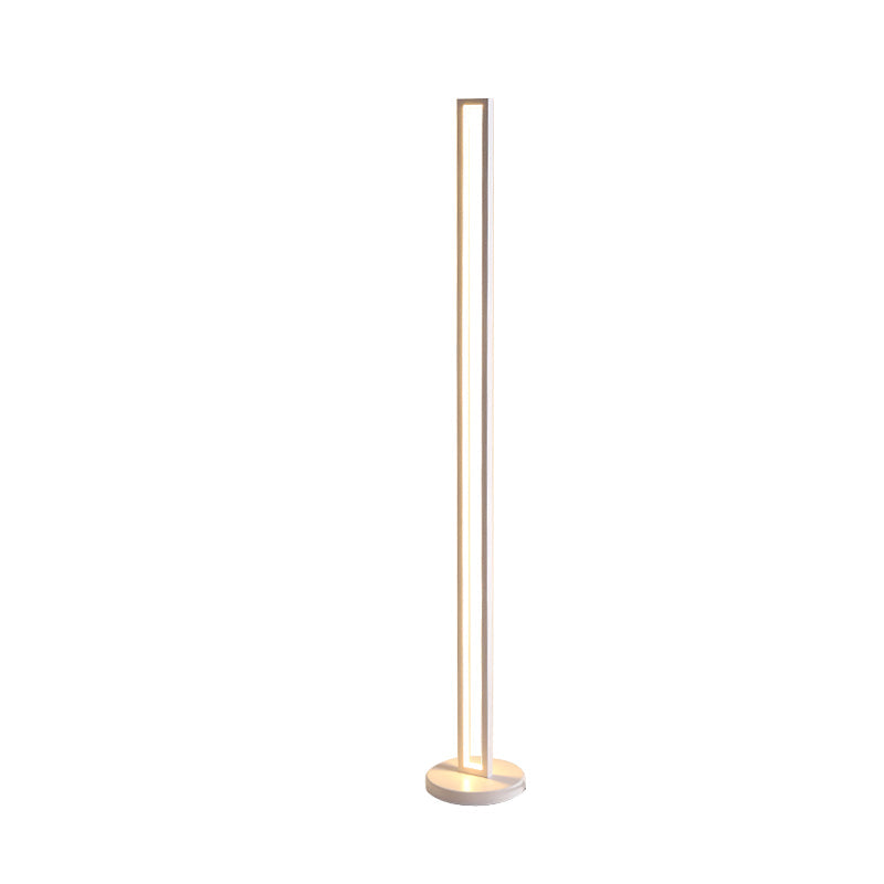 Metallic Black/White Led Floor Lamp - Contemporary Rectangle Frame Stand Up With Warm/White Light