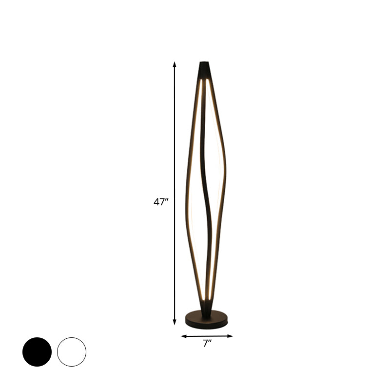 Geometric Led Floor Reading Light In Black/White - Nordic Design