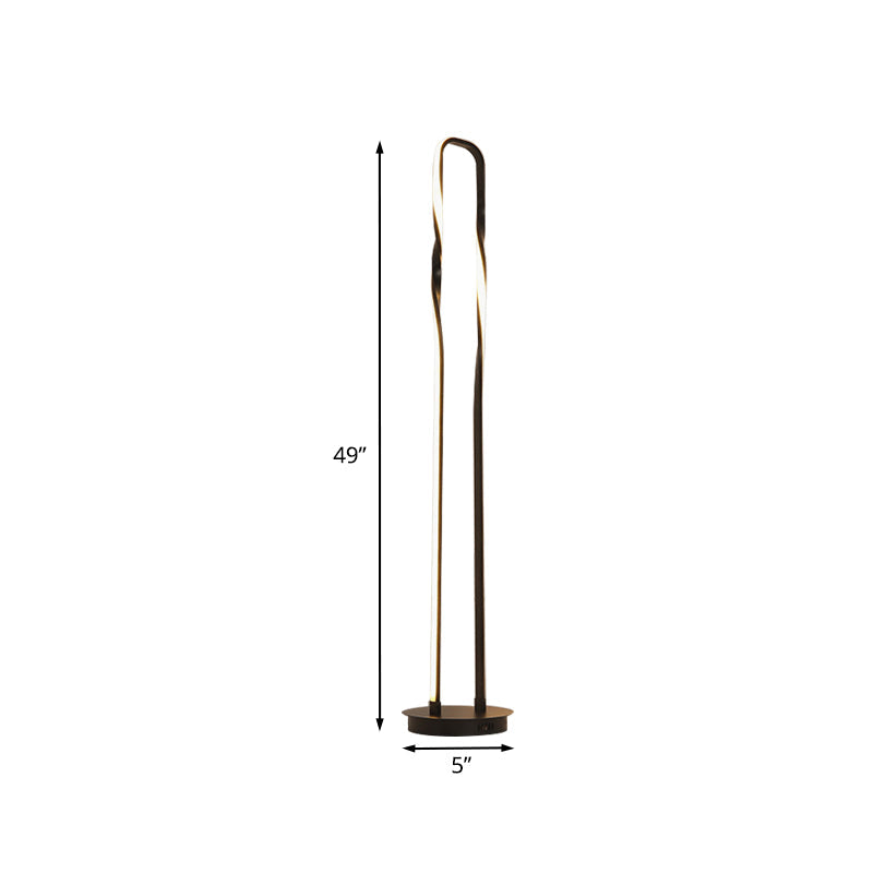 Contemporary Black Metal Led Floor Lamp With Adjustable Reading Light And Warm/White/Natural