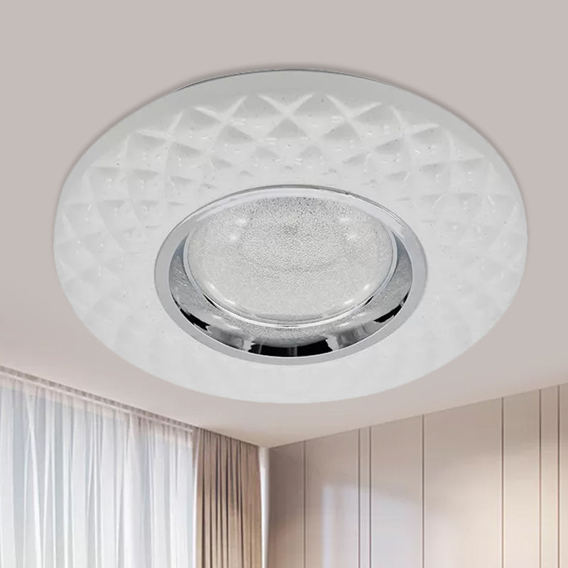 Contemporary LED Flushmount Lamp - White Ring Acrylic Ceiling Light with Warm/Natural Glow
