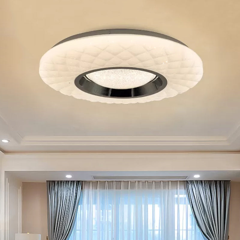 Contemporary LED Flushmount Lamp - White Ring Acrylic Ceiling Light with Warm/Natural Glow
