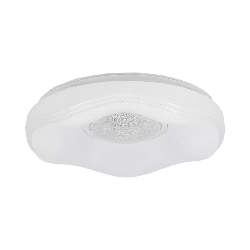 Modernist LED Flush Light with Acrylic White Flower Shade in White/Warm Light, Available in 15"/19" Widths