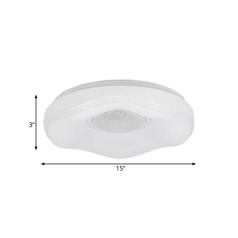 Modernist LED Flush Light with Acrylic White Flower Shade in White/Warm Light, Available in 15"/19" Widths