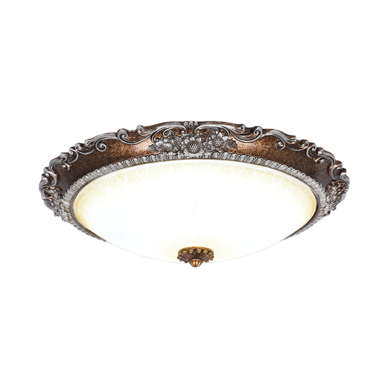 Plafonnier LED rustique rouge-brun encastré avec abat-jour en verre dépoli - Idéal pour le salon