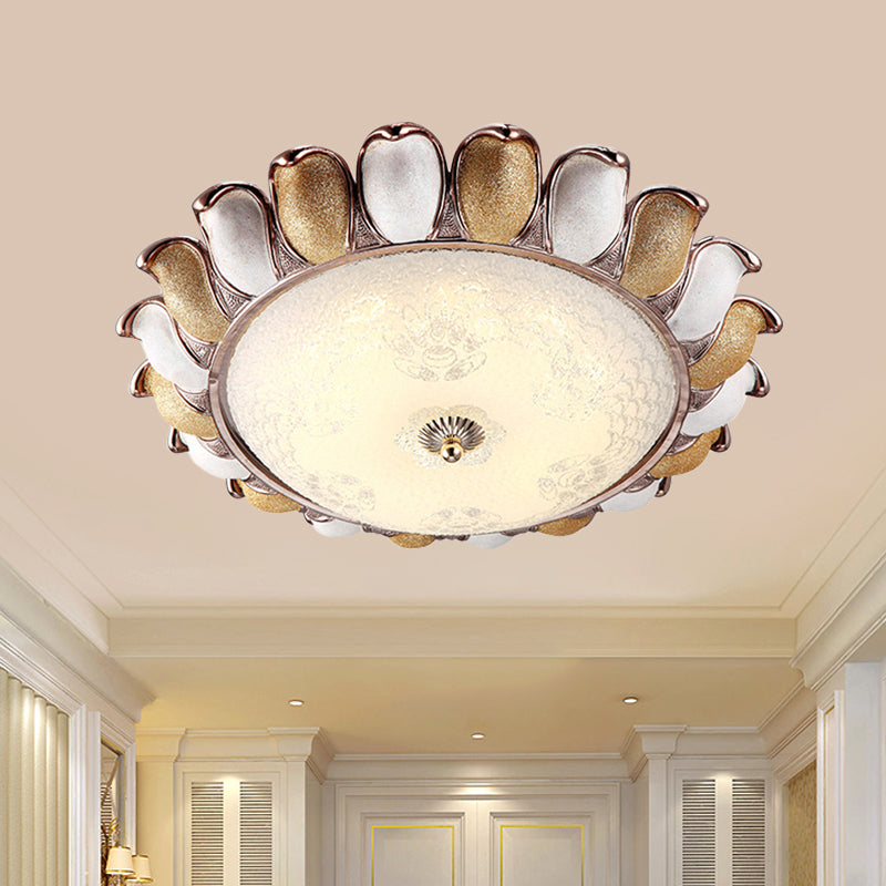 Sunflower Glass Ceiling Lamp: Textured Led Flush Mount 14/18/22 Width Silver/Gold Ideal For