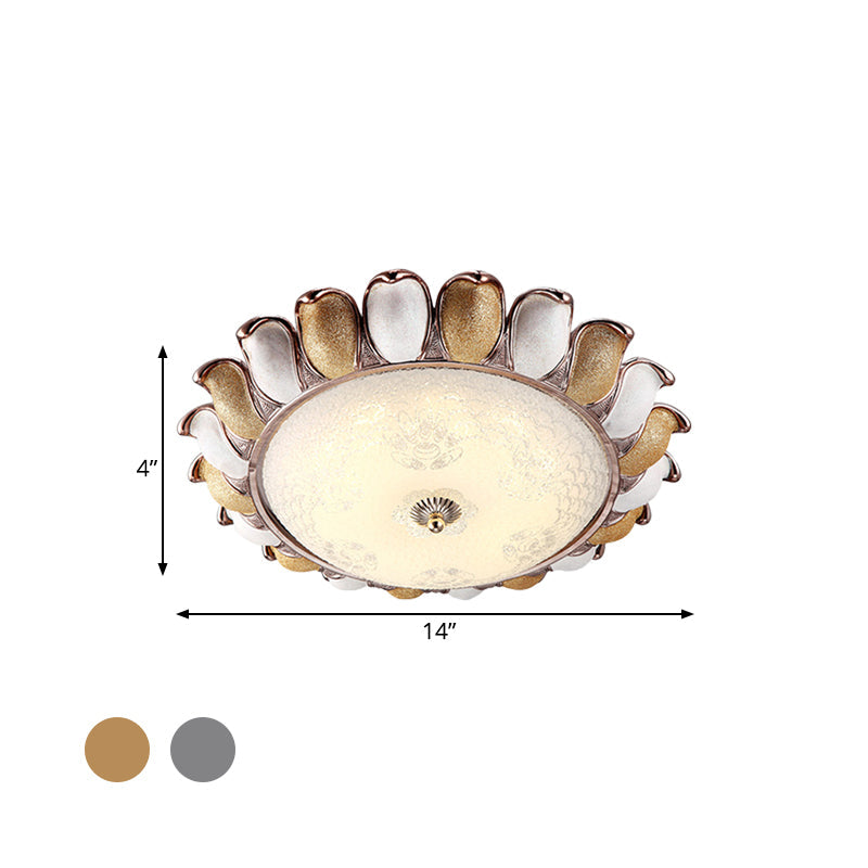 Sunflower Glass Ceiling Lamp: Textured, LED Flush Mount, 14"/18"/22" Width, Silver/Gold, Ideal for Countryside Bedroom