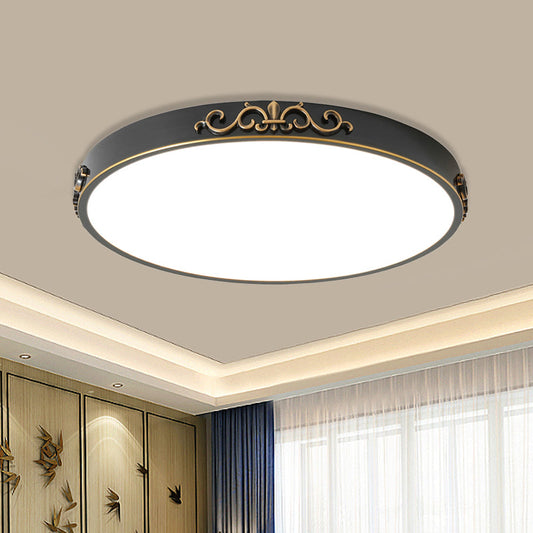 Ultrathin Round LED Flush Mount Ceiling Light - Minimalistic Black Metal Design
