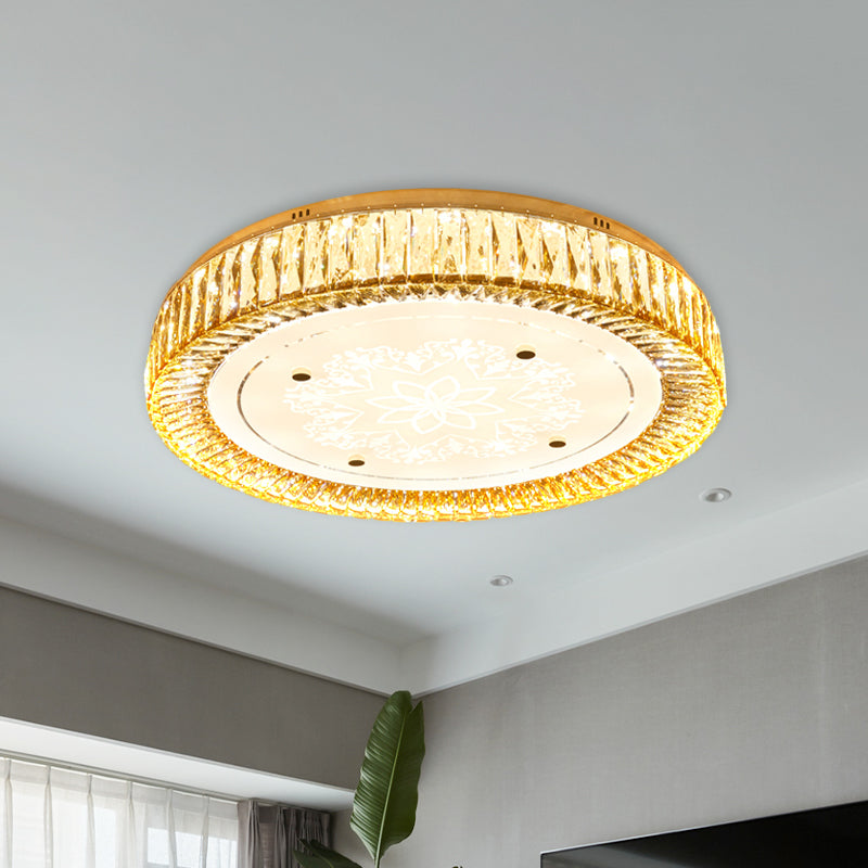 Clear Crystal LED Drum Flush Mount Light | Modern Chrome Ceiling Lamp for Bedroom