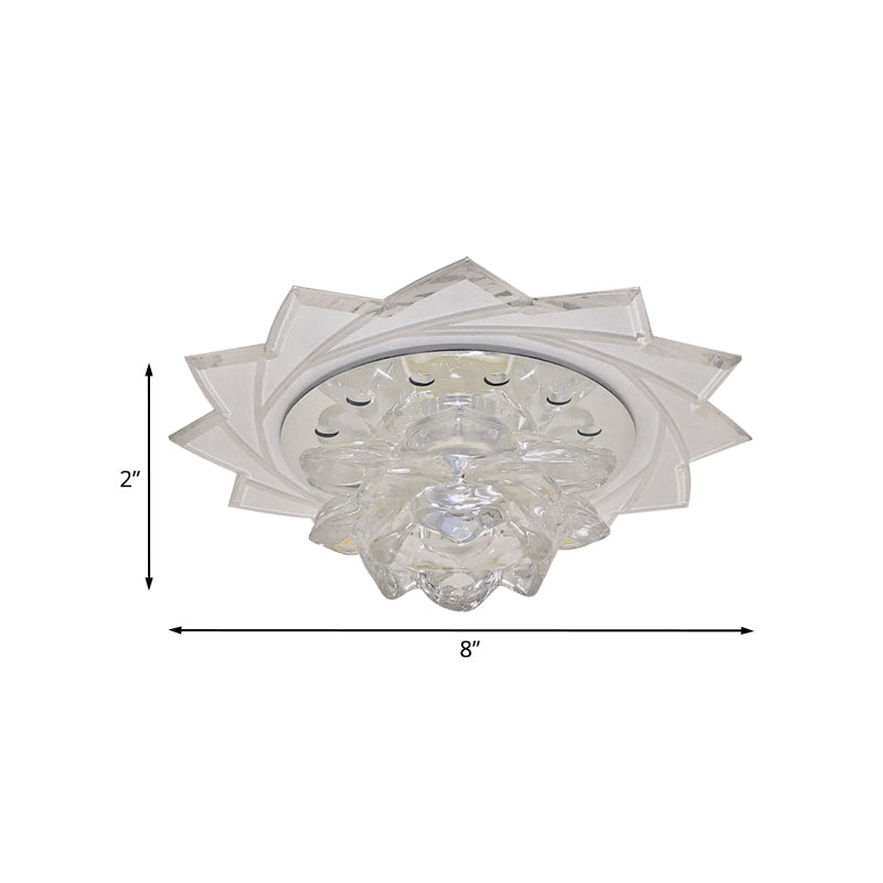 Modern LED Crystal Glass Lotus Ceiling Pendant Light - Flush-Mount Fixture