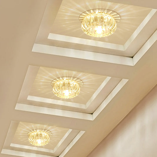 Crystal LED Balcony Flush Mount Spotlight - Fashionable Clear Prismatic Ceiling Lighting