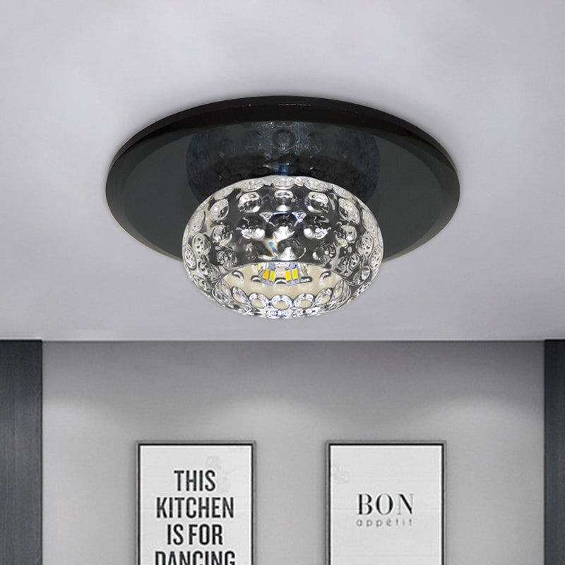 Contemporary LED Flush Mount Ceiling Light - Stylish Clear Glass Lighting Fixture for Guest Room