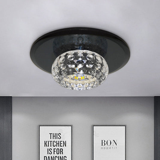 Contemporary LED Flush Mount Ceiling Light - Stylish Clear Glass Lighting Fixture for Guest Room