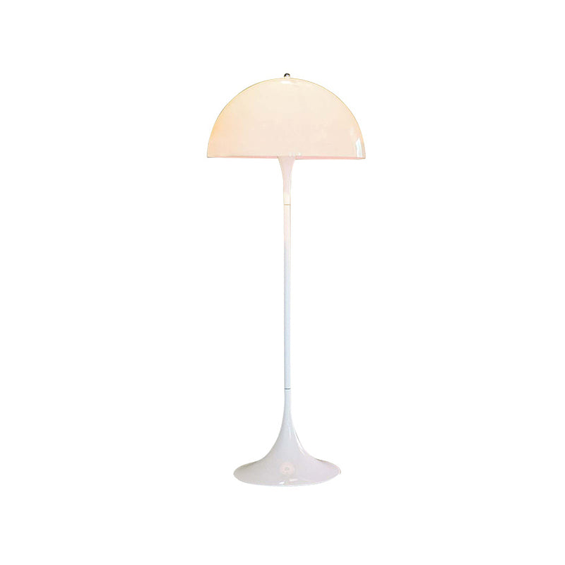Nordic Metal Semi-Globe Reading Floor Lamp - White Standing Light For Bedroom