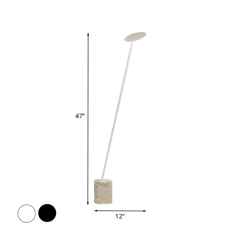 Contemporary Metallic Led Circle Floor Reading Lamp - White/Black Stand Up Light