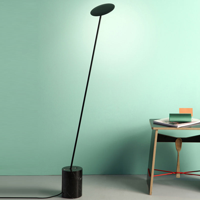 Contemporary Metallic Led Circle Floor Reading Lamp - White/Black Stand Up Light