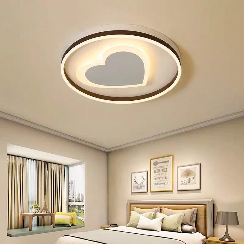 Ring Kid Bedroom Flush Ceiling Light - Cute Heart Acrylic LED Lamp