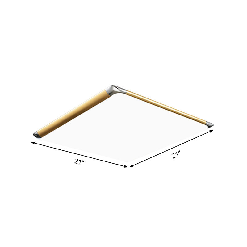 Modern Ultra-Thin Square Flush Mount with Gold Integrated LED, Acrylic Shade - Warm/White, 18"/21"/35.5" Wide - Bedroom Flush Mount Light