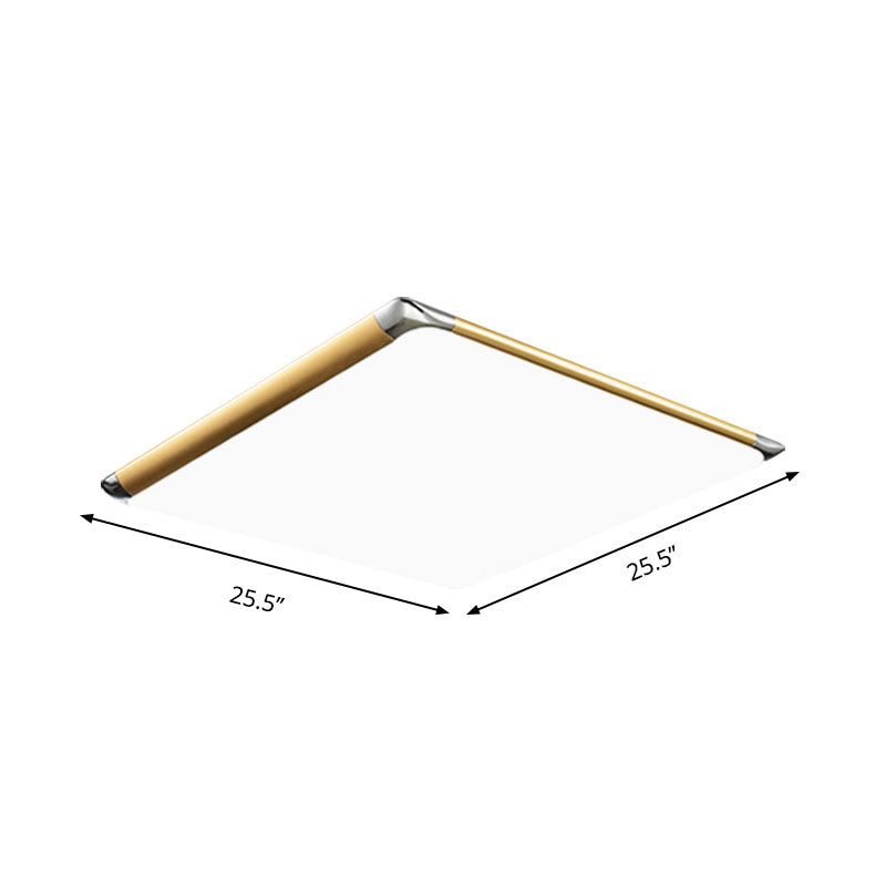 Modern Ultra-Thin Square Flush Mount with Gold Integrated LED, Acrylic Shade - Warm/White, 18"/21"/35.5" Wide - Bedroom Flush Mount Light