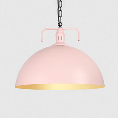 Stylish 1-Light Metal Pendant Light In Dark Blue - Domed Ceiling Fixture For Living Room (8 Or 10