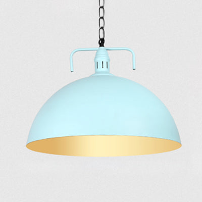 Stylish 1-Light Dark Blue Pendant Light for Living Room - 8"/10" Domed Ceiling Fixture