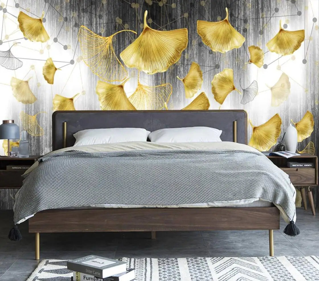 Gloria's Nordic Ginkgo Leaf Geometric Wallpaper Mural