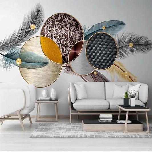 Brooke 3D Feather Geometric Wallpaper – Self-Adhesive Waterproof Mural Decor