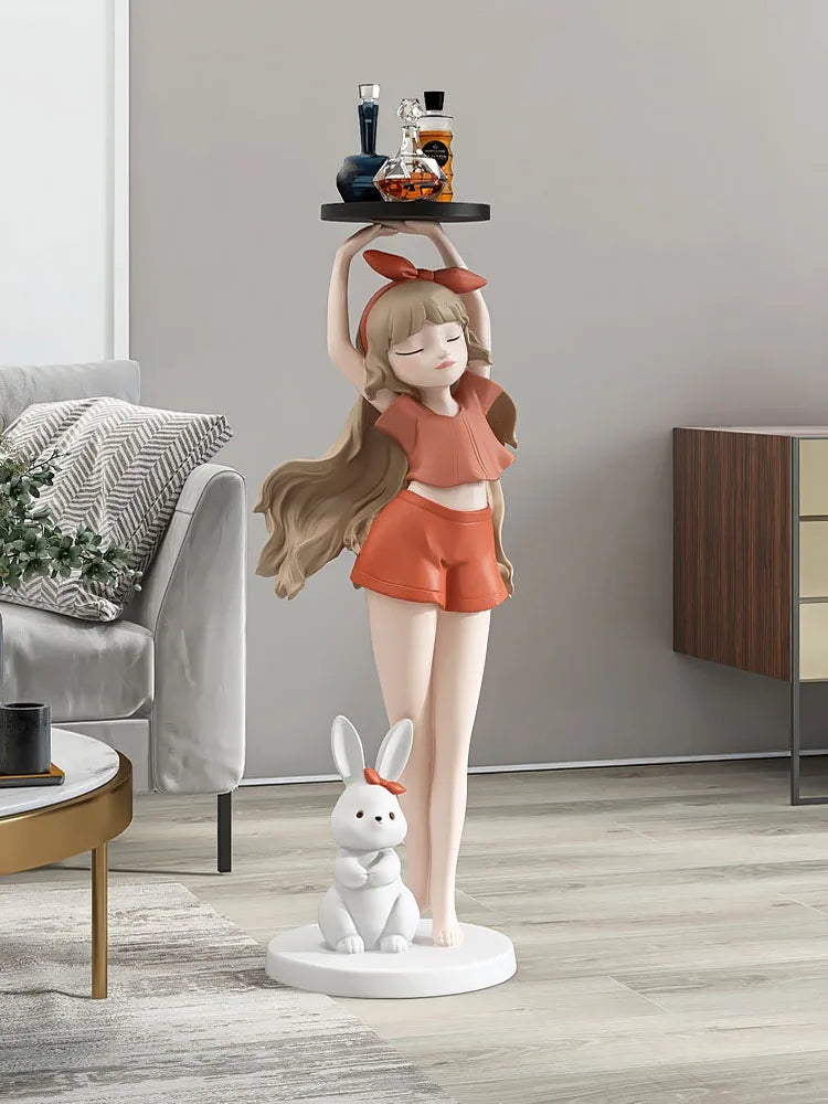 Statue de fille de dessin animé nordique de Sophie, décoration de plateau