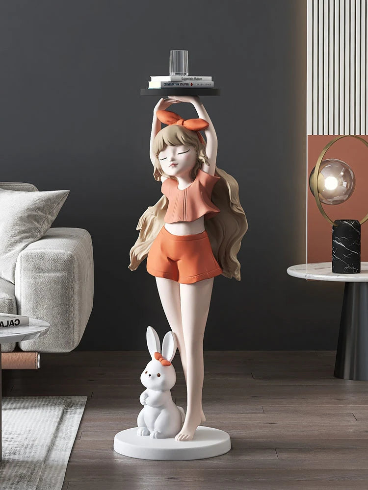 Statue de fille de dessin animé nordique de Sophie, décoration de plateau