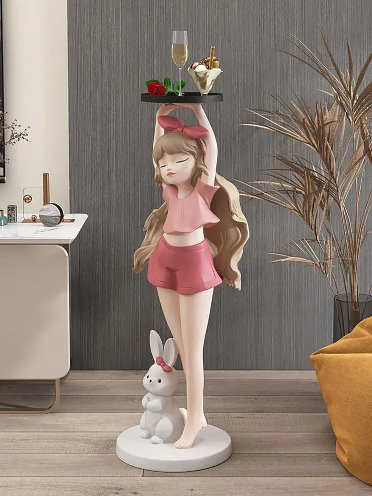 Statue de fille de dessin animé nordique de Sophie, décoration de plateau