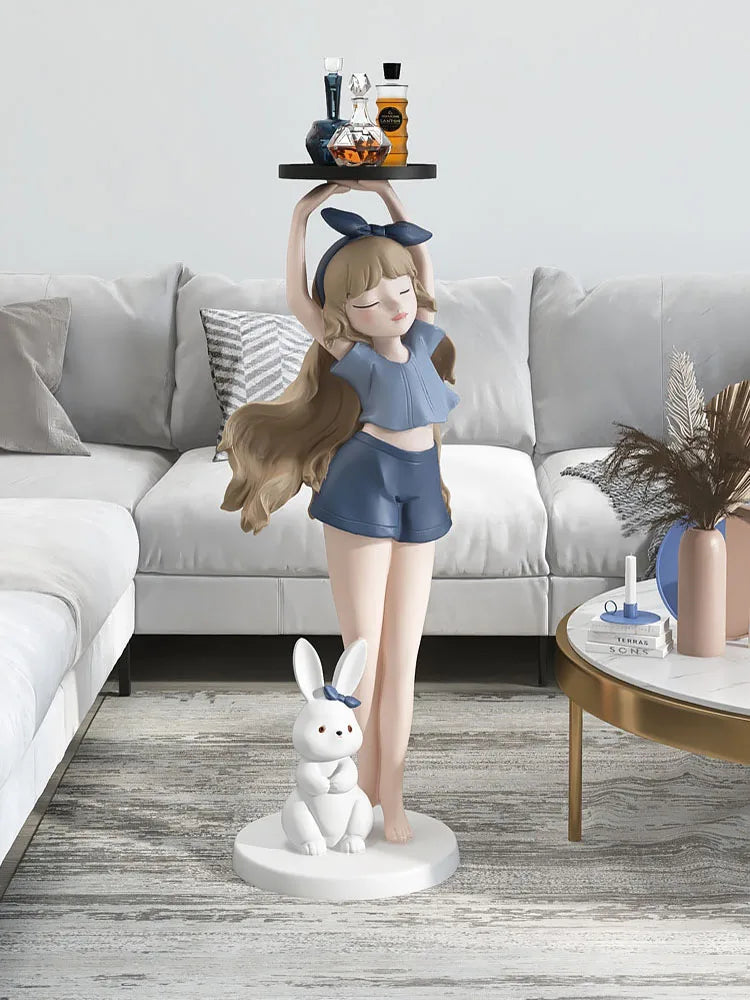 Statue de fille de dessin animé nordique de Sophie, décoration de plateau
