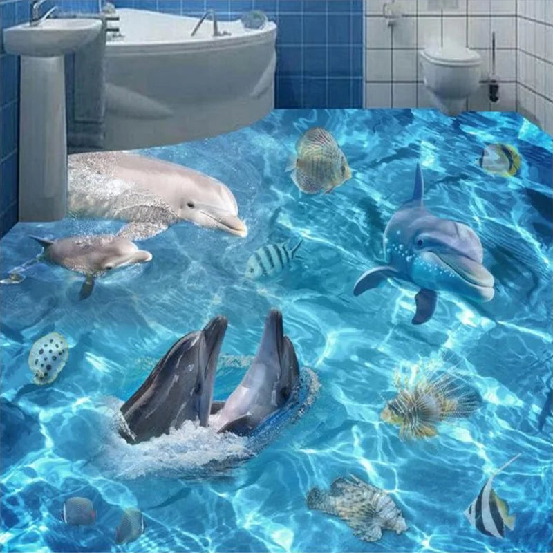 Clover Custom 3D Ocean World Floor Mural Wallpaper