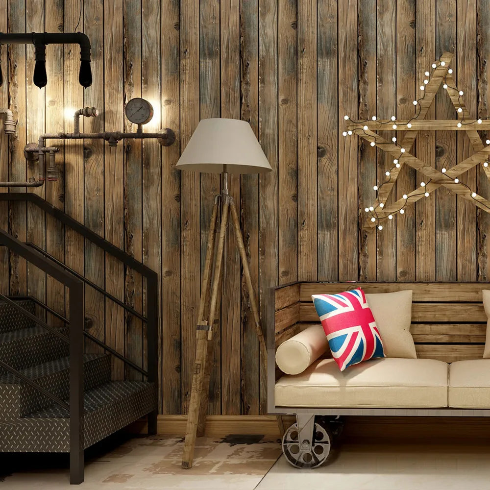 Emma's Retro Faux Wood Grain Peel And Stick Wallpaper: Transform Your Space Effortlessly