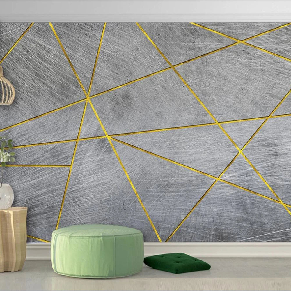 Serena's Nordic Minimalist Retro Geometric Gold Wallpaper Mural